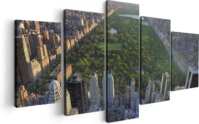 Artaza Canvas Schilderij Vijfluik Central Park In New York Met Wolkenkrabbers - 100x50 - Foto Op Canvas - Canvas Print