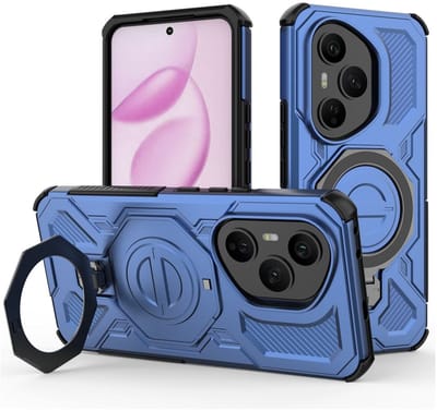 Hoesje geschikt voor Honor 400 Pro | Compatibel met MagSafe / Qi2 | 360° Draaibare Magnetische Standaard | Back Cover Kickstand Ring | Blauw