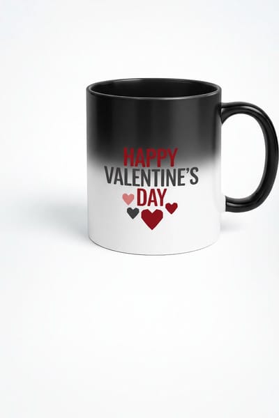 Happy Valentine's Day Magische Mok | Hittegevoelige Thermo Mok met Harten | Perfect Valentijn Cadeau