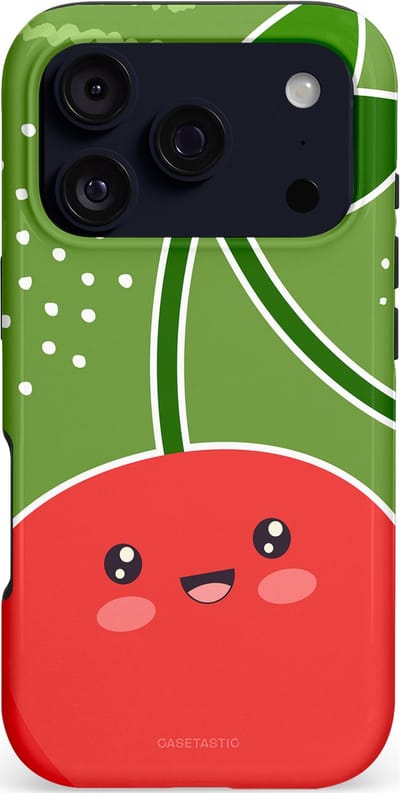 Casetastic hoesje geschikt voor Apple iPhone 17 Pro - MagSafe - Dubbellaagse bescherming - Kersenkus - Fashion Case - Groen Rood