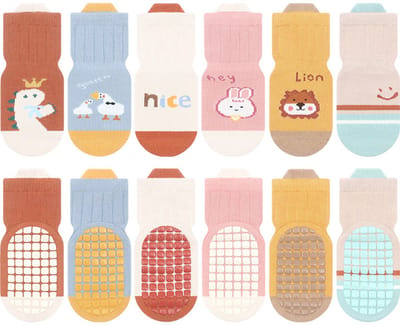 Baby Sokken - Baby Sokjes - Antislip Sokken - Kind Sokken - Maat L -3-5 jaar oud - Warme 6 Paar