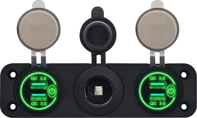 ProRide 12V USB Autolader 2 Poorten - QC3.0 - Voltmeter en 12V/24V Sigarettenplug - Drievoudig inbouw