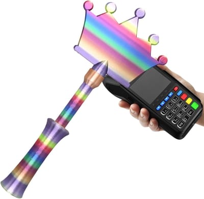 Betaalstaf - Contactloos betalen - Snel afrekenen - Telescopisch ontwerp - 34 cm uitgeschoven - Blauwe regenboog