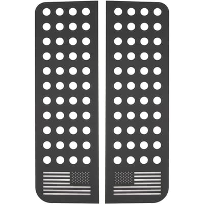 2 STuks Achterdeur Raamstickers Aluminiumlegering Glaspaneel Cover voor Wrangler JK 2007 tot 2018 Type B gray