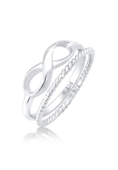 Elli - Ring - Dames Stacking Ring Duo Infinity Gedraaid Basic Trend Blogger in 925 Sterling Zilver - Dames