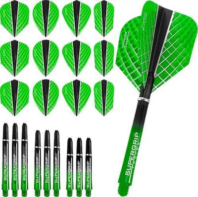 Dart Set - Combi kit – Quantum-X – 3 sets darts shafts – 4 sets darts flights - Groen