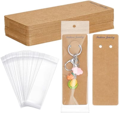 Dailygoods- Sleutelhanger Set van 120 - Displaykaarten - Zelfsluitende Zakjes - Burlywood - 15 x 5,3 cm - Voor Sleutelhangers en Accessoires