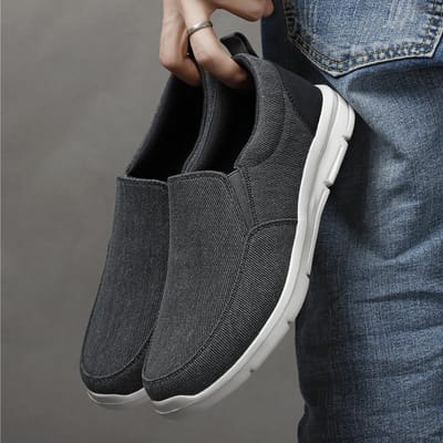 Herenschoenen Zomer canvas schoenen Ademend Comfortabel Outdoor Slip On Walking Sneakers Klassieke loafers voor heren 40 zwart