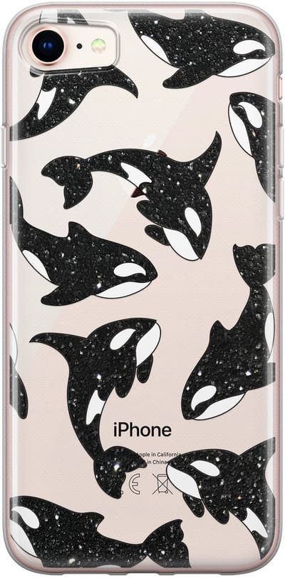 Hoesje geschikt voor iPhone SE (2020) - Orka - Soft Case - TPU - Print - Transparant - Mooie Telefoonhoesjes