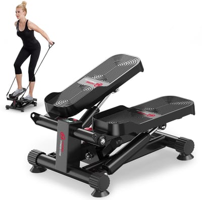 Jently mini stepper - stepper - fitness - met touwen - stepbank - home trainer - zwart