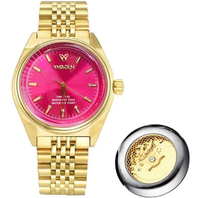 Dameshorloge Dameshorloge Saturnus Rose Rood Gouden Horloge pink