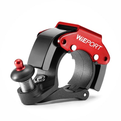Wieport Compacte Fietsbel - Luid & Helder Geluid - RVS Aluminium - Universele Montage - Rood