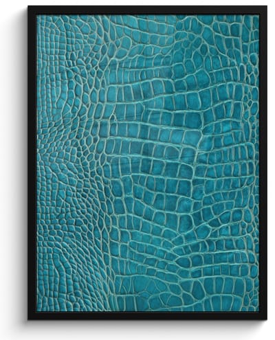Poster in lijst - Fotolijst 50x70 cm - Posters - Krokodillenleertextuur - Blauw - Exotisch - Posterlijst zwart - Decoratie - Wanddecoratie woonkamer - Muurdecoratie slaapkamer