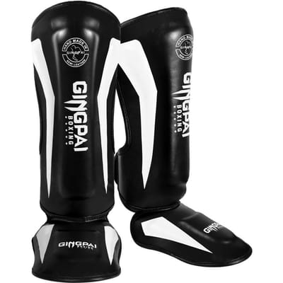 Gingpai Dikkere Boksscheenbeschermers Bescherming Leggings Uitrusting Vechtsporten Muay Thai Benen Taekwondo Voeten Enkelbeschermers S zwart
