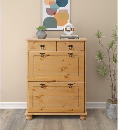 Notio Living Finca Schoenenkast – 2 Lades & 2 Kleppen – natuur