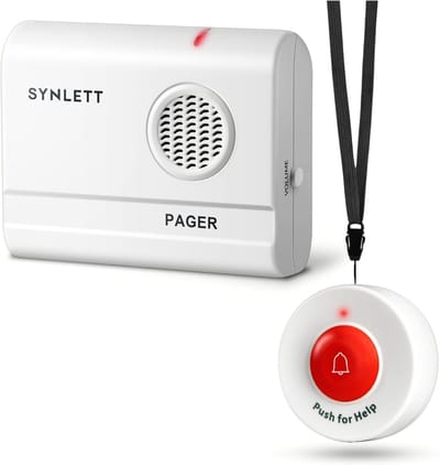 Draadloze Pager met SOS Noodknop voor Ouderen – Compact Alarmsysteem voor Verzorging en Thuiszorg
