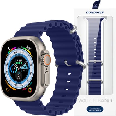 Dux - Ducis - Strap Horlogeband - 8 / 7 / 6 / 5 / 4 / 3 / 2 / SE - (41 / 40 / 38 - mm) - Siliconen - bandarmband - Marineblauw - (OceanWave-versie)