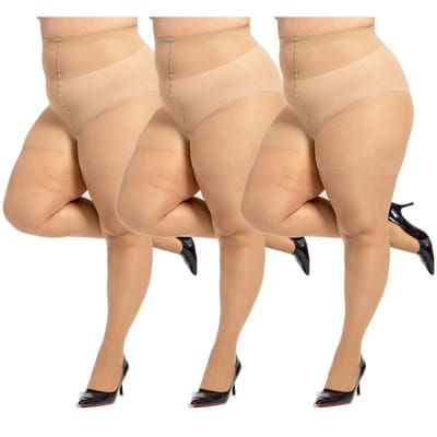 3 Stuks Plus Size Panty's Dames 160Kg Extra Large Buikcontrole Panty's Antislip Zakt Niet Af Transparant Ademende Kousen 5XL 1XL brown