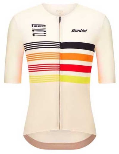 Santini Pirelli Tape Korte Mouw Wielertrui Wit XS Man,Vrouw