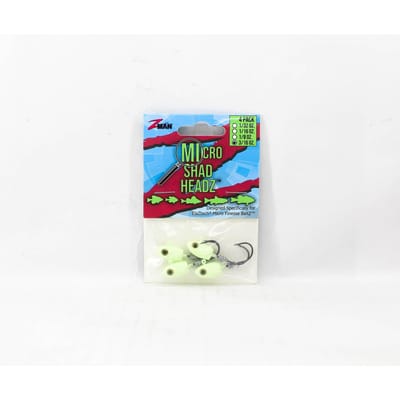 Tête plombée Zman Micro Shad HeadZ 3/16 oz Taille 2 4 par paquet Luminescent (6810)