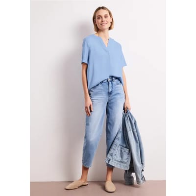 Blouse met gespleten hals en omslag