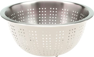 Excellent Houseware RVS keuken vergiet/zeef - afgieten etenswaren - creme wit - 24 x 11 cm