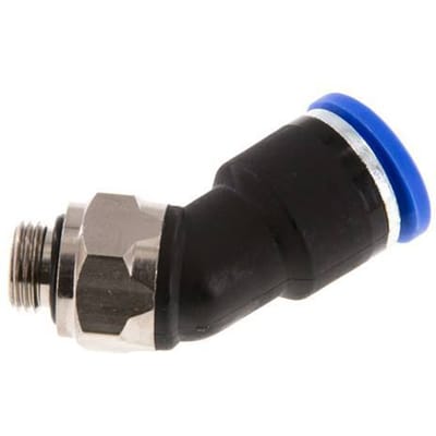 10mm x G1/8'' 45 graden L-verbinding Messing/PA 66 Insteekfitting Buitendraad NBR [2 Stuks]