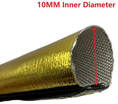 2M Auto Hitteschild Slang 10mm – Geïsoleerde Thermische Draadbescherming, Metallic Brandhuls, Weefgetouwbuis, Kabelbescherming, Hit­tebestendige Motorbescherming, Auto Accessoires