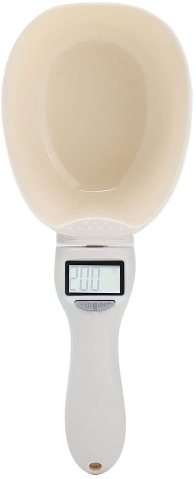 JHUBERS - Digitale Voedsellepelweegschaal - Nauwkeurige weegschaal - LCD-scherm - Zwart - Voor honden- en kattenvoer - Gewicht tot 800 gram - 1 gra...