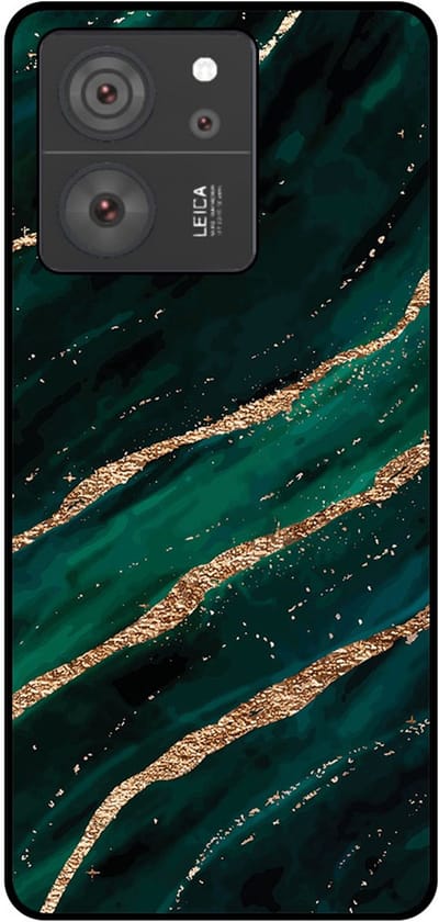 Smartphonica Telefoonhoesje Geschikt voor Xiaomi 13T / 13T Pro met marmer opdruk - TPU backcover case marble design - Groen Goud geschikt voor Xiaomi 13T;Xiaomi 13T Pro