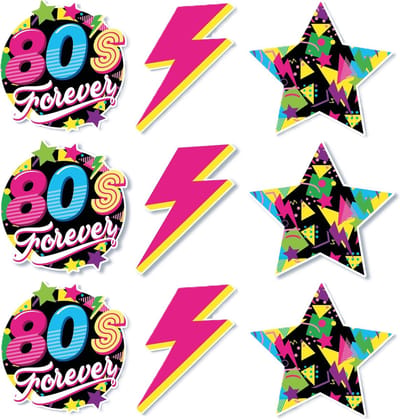 Fiestas Guirca Vlaggenlijn slinger met Eighties print - 3x - 300 cm - karton - Jaren 80/eighties thema