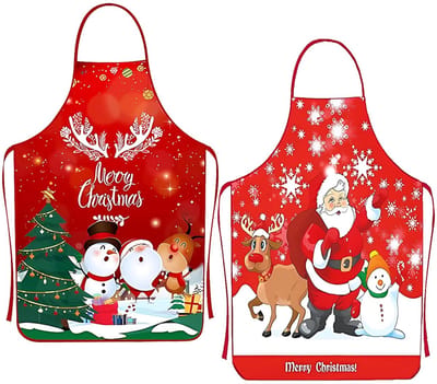 Dailygoods - 2 stuks kerstschorten, leuke kerstkeukenschorten, kookschorten, schorten in de vorm van de Kerstman en sneeuwpop, voor het bakken in de keuken, BBQ en kerstfeest