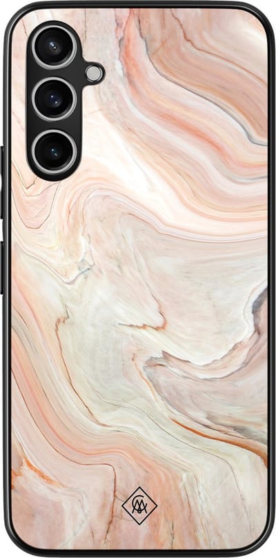 Casimoda® hoesje - Geschikt voor Samsung Galaxy A54 - Marmer Waves - Zwart TPU Backcover - Water - Bruin/beige