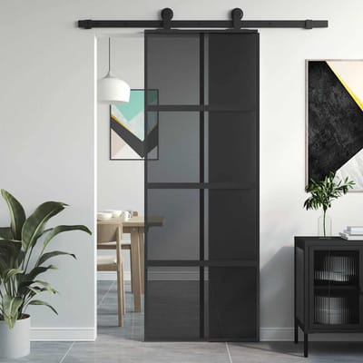 vidaXL Schuifdeur 76x205 cm gehard glas en aluminium zwart