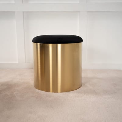 Fjôrd Poef Puff ø45cm Zwart Shiny Brass