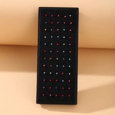 60 Verpakte Kleurrijke Diamant-ingelegde Neuspiercings, Lip Piercings, Lichaamssieraden, Lichaamspiercing Sieraden veelkleurig