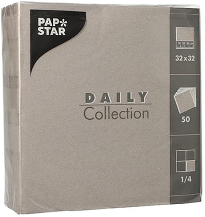 14x 50 Servetten DAILY Collection 1/4 vouw 32 cm x 32 cm grijs