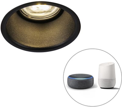 QAZQA dept - Design Dimbare LED Smart Inbouwspot incl. wifi met Dimmer - 1 lichts - Ø 8.9 cm - Zilver - Woonkamer | Slaapkamer | Keuken