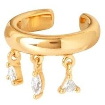 1pc Argent Sterling 925 Plaqué Or Pendentif Zircon Clip d'Oreille Non Perforé Boucles d'Oreilles à Clip pour Femmes Bijoux Pendientes beige