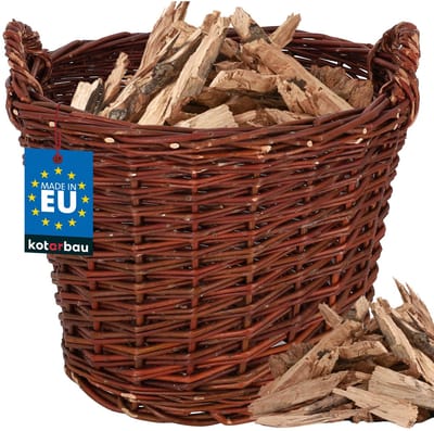 KOTARBAU® Rieten Mand, met Handvatten, Wilg, ? 30 cm, Bruin, Houtmand, Plantenmand, Oogstmand, Tuinmand, Opbergmand, voor Haardhout