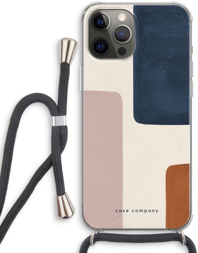 Case Company® - Hoesje met koord geschikt voor iPhone 12 Pro hoesje met Koord - Geo #5 - Telefoonhoesje met Zwart Koord - Bescherming aan alle Kanten en Over de Schermrand