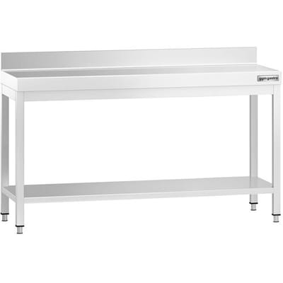 GGM Gastro Edelstahl Arbeitstisch PREMIUM - 1600x800mm - mit Grundboden & Aufkantung Zilver