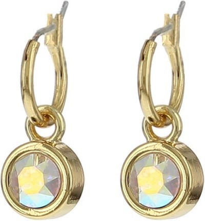 Biba Hang Oorbellen met Swarovski Steentje Crystal AB Goud