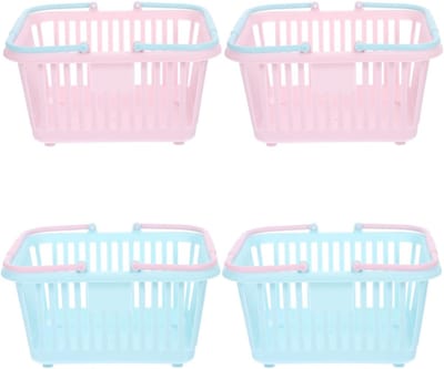 4 stuks Mini Winkelmandje Speelgoed - Plastic met Handvat - Voor Kinderen Pretensiespel