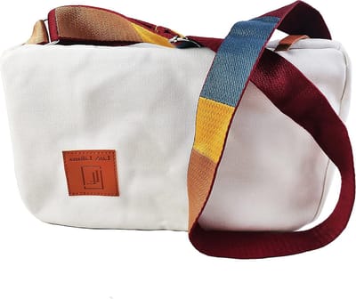 Stijlvolle rechthoekige canvas schoudertas voor dagelijks gebruik, crossbody tas in wit
