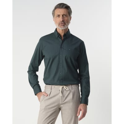 Campbell Casual Overhemd Donkergroen Heren