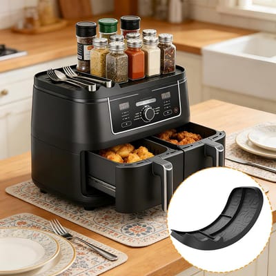 Opslagrek met Siliconen Mat voor Airfryer, Accessoires voor Airfryer, Geschikt voor 9.5-10.4 Liter Modellen, Antislip Ontwerp en Duurzaam Materiaal