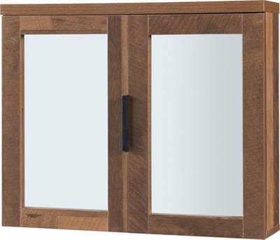 Badkamerkast Namsskogan met spiegel spiegelkast 50x60x15 cm walnootkleurig en zwart [en.casa]