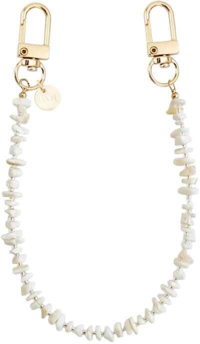 xoxo Wildhearts telefoonkoord - Summer Sand - Kort Koord - Geschikt voor iPhone - Geschikt voor Samsung - Universeel - Phone cord - Telefoonketting - Koord voor telefoon - Telefoon hanger ketting - Parelketting - Kralenketting - Beige