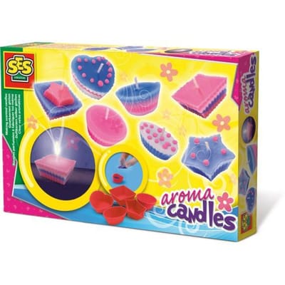 SES Creative - Hobby Pink - Geurkaarsen - Knutselen Meisjes - Kaarsen Maken - 5 Vormpjes en 3 Kleuren - Vanaf 6 jaar